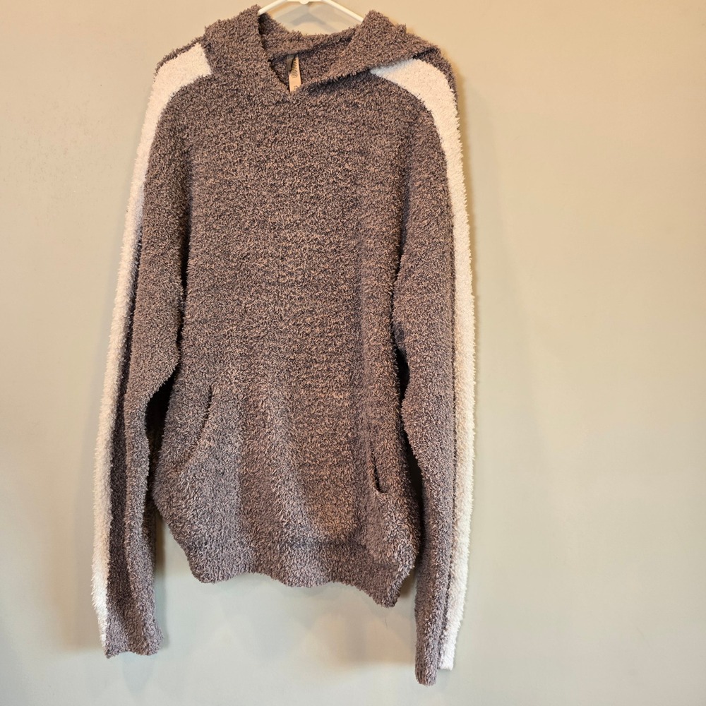 Skims Hoodie Cozy Knit Pullover Top Unisex Small Medium Gray Fuzzy Oversized